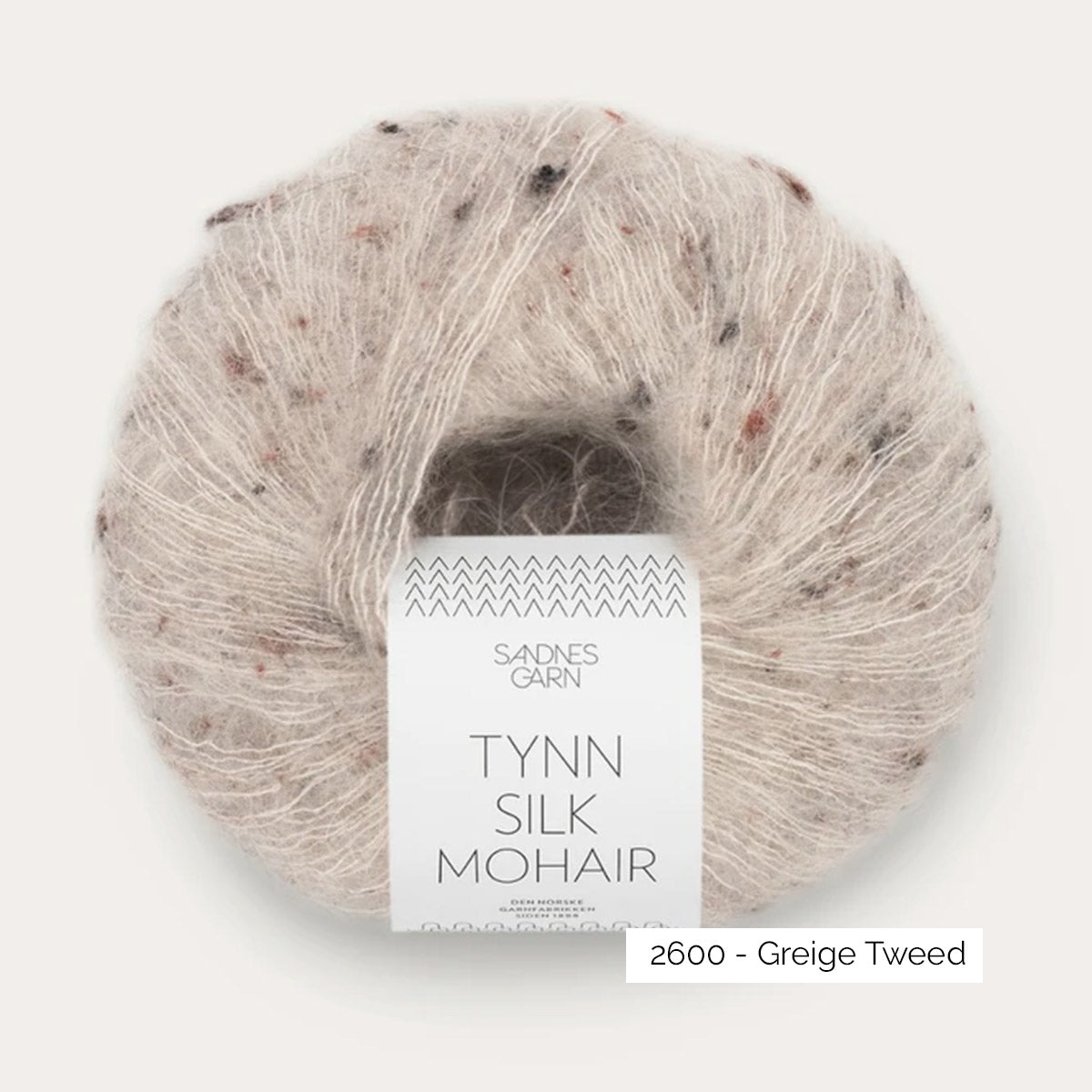 Pelote de mohair et soie Tynn Silk Mohair de Sandnes Garn coloris 2600 Greige Tweed