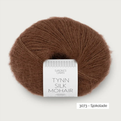 Pelote de mohair et soie Tynn Silk Mohair de Sandnes Garn coloris 3073 Sjokolade