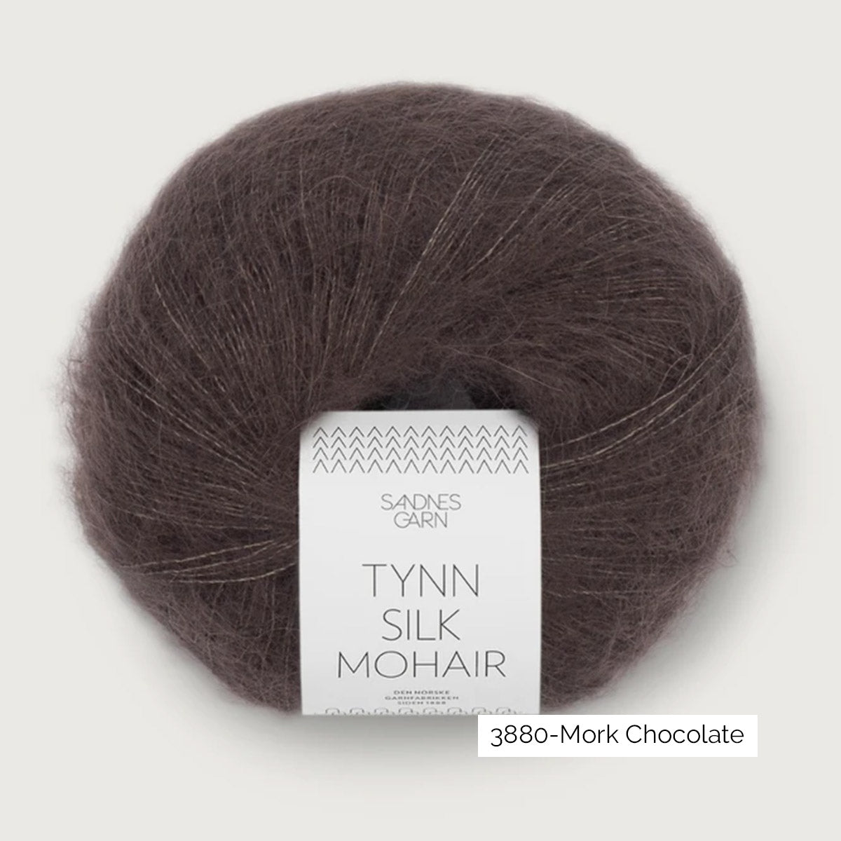 Pelote de mohair et soie Tynn Silk Mohair de Sandnes Garn coloris 3880 Mork Chocolate