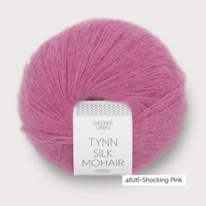 Pelote de mohair et soie Tynn Silk Mohair de Sandnes Garn, coloris 4626 Shocking Pink