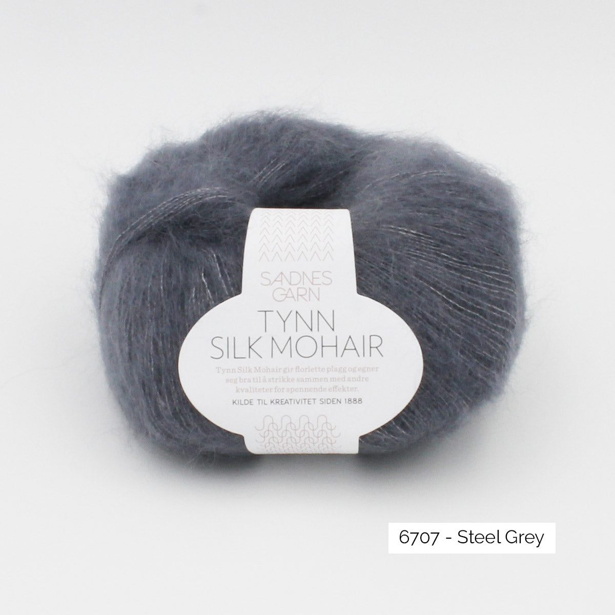 Pelote de mohair et soie Tynn Silk Mohair de Sandnes Garn coloris 6707 Steel Grey