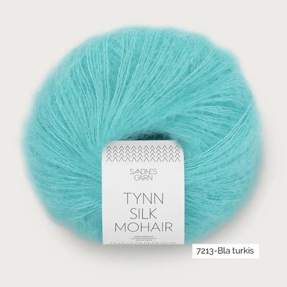 Pelote de mohair et soie Tynn Silk Mohair de Sandnes Garn coloris 7213 Bla Turkis