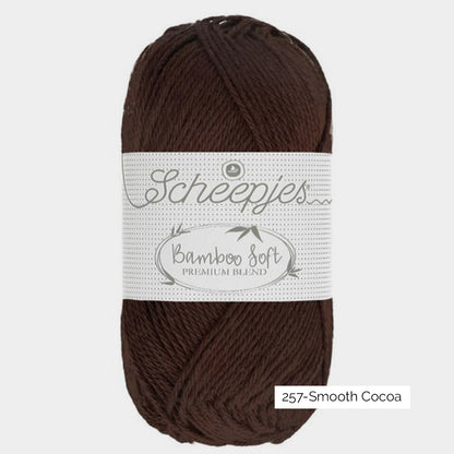 Pelote de viscose de bambou et coton Bamboo Soft de Scheepjes, coloris 257 Smooth Cocoa