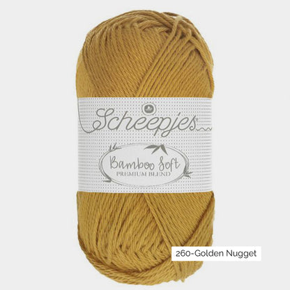 Pelote de viscose de bambou et coton Bamboo Soft de Scheepjes, coloris 260 Golden Nugget