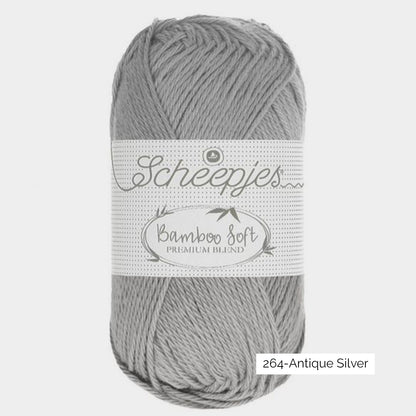 Pelote de viscose de bambou et coton Bamboo Soft de Scheepjes, coloris 264 Antique Silver