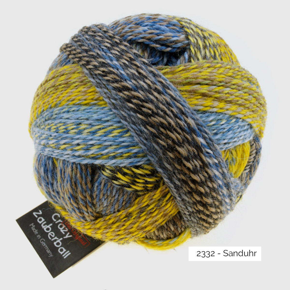 Pelote de laine à chaussettes autorayantes Crazy Zauberball de Schoppel Wolle coloris 2332 Sanduhr (dégradé bleu jaune sable)