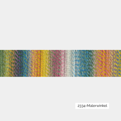 Dégradé de couleurs d'une pelote de laine à chaussettes autorayantes Crazy Zauberball de Schoppel Wolle coloris 2334 Marlerwinkel (dégradé arc en ciel)