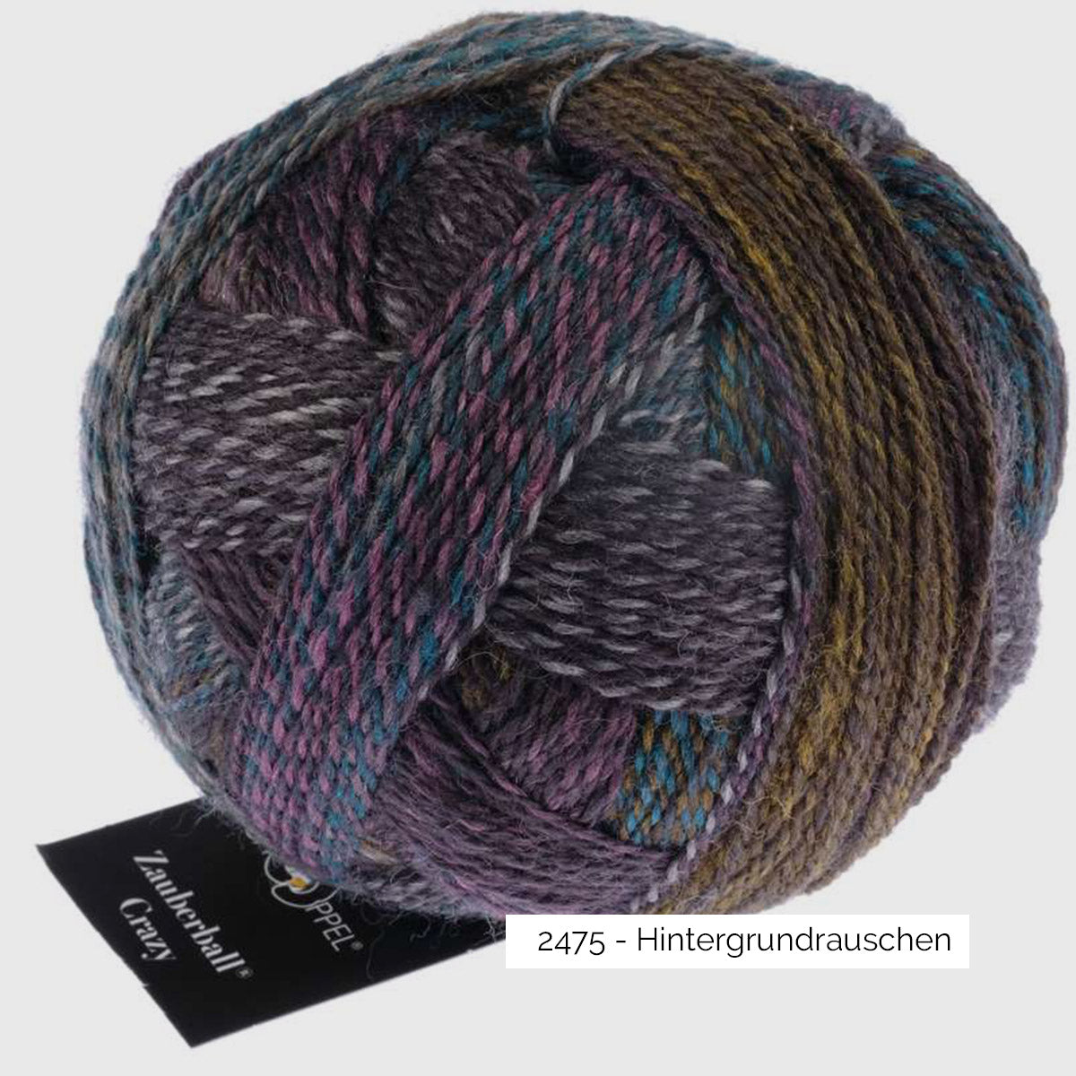 Pelote de laine à chaussettes autorayantes Crazy Zauberball de Schoppel Wolle coloris 2475 Hintergrundrauschen (dégradé bleu brun sombre)