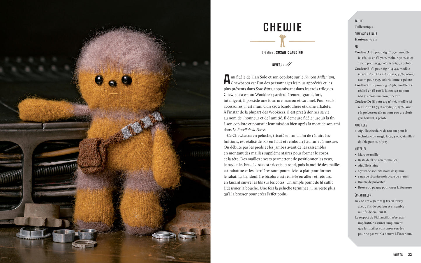 Chewie, exemple de modèle de personnage à tricoter inclus dans le livre Star Wars, Tricoter la Galaxie de Tanis Gray