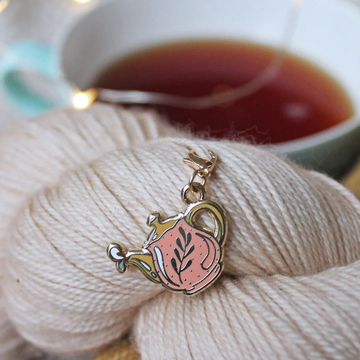 Marqueur de mailles (progress keeper) Twill & Print modèle Théière Rose