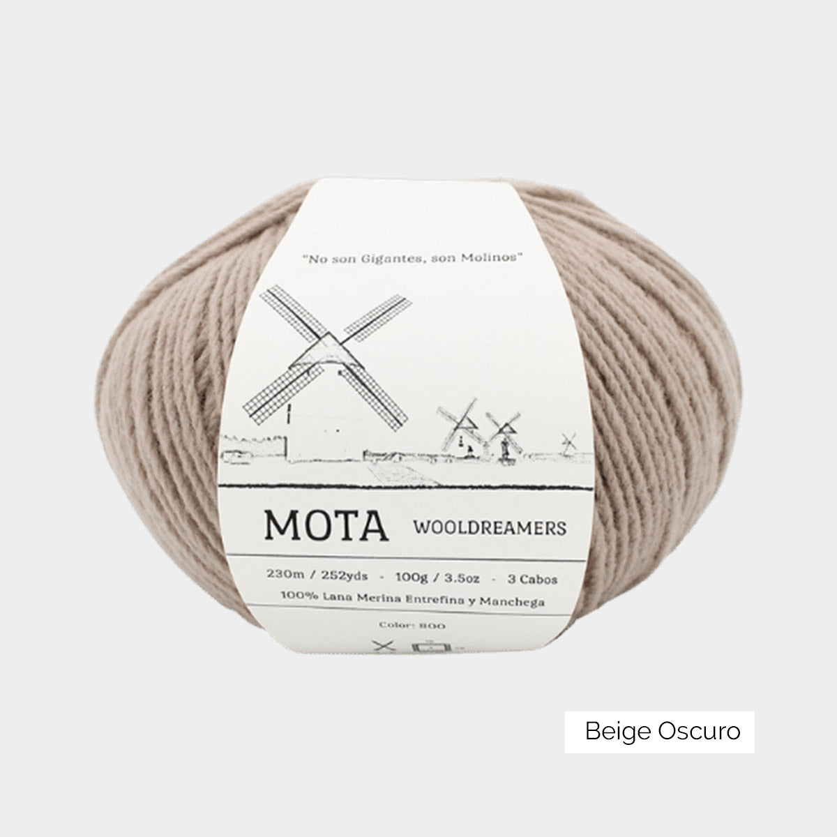 Pelote de mérinos de pays non superwash Mota de Wooldreamers, coloris 800 Beige Oscuro (beige foncé)