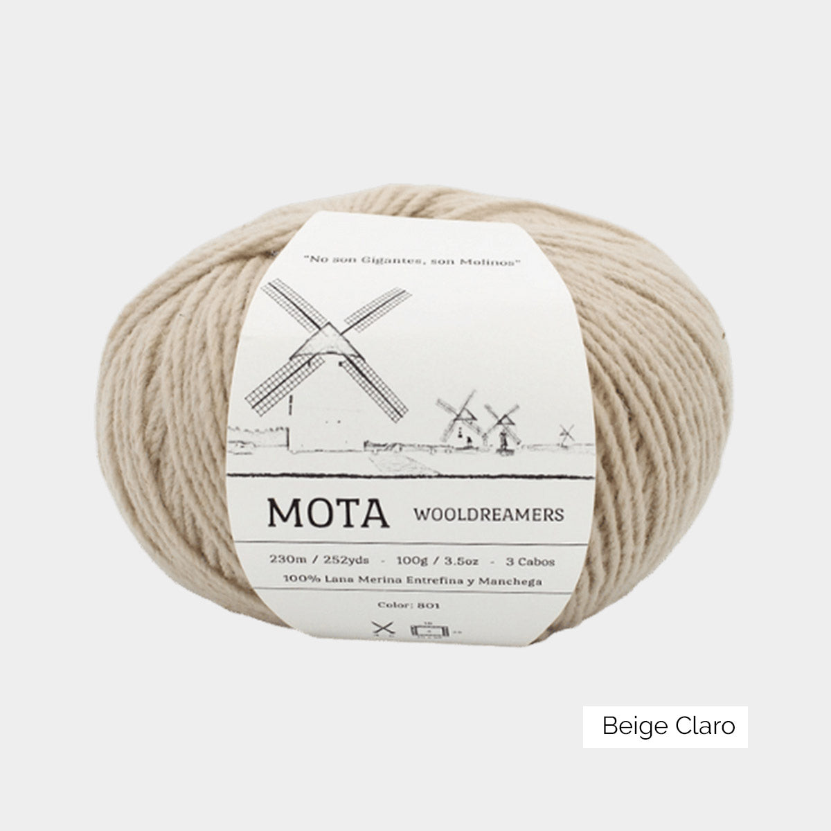 Pelote de mérinos de pays non superwash Mota de Wooldreamers, coloris 801 Beige Claro (beige clair)