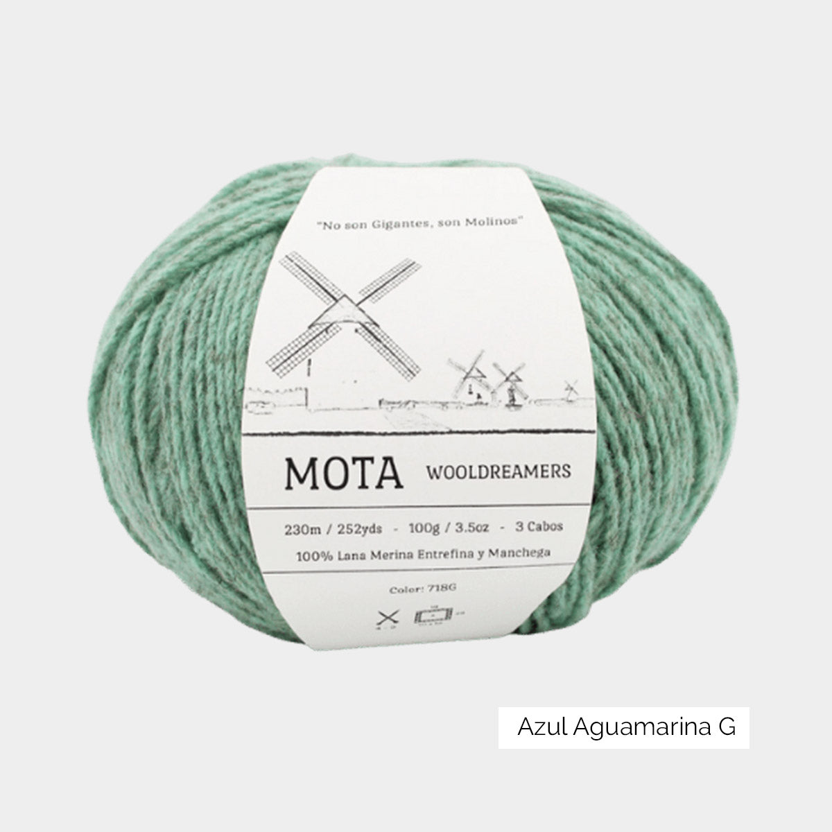 Pelote de laine de pays espagnole Mota de Wooldreamers, coloris Azul Aguamarina G (aigue-marine grisé)