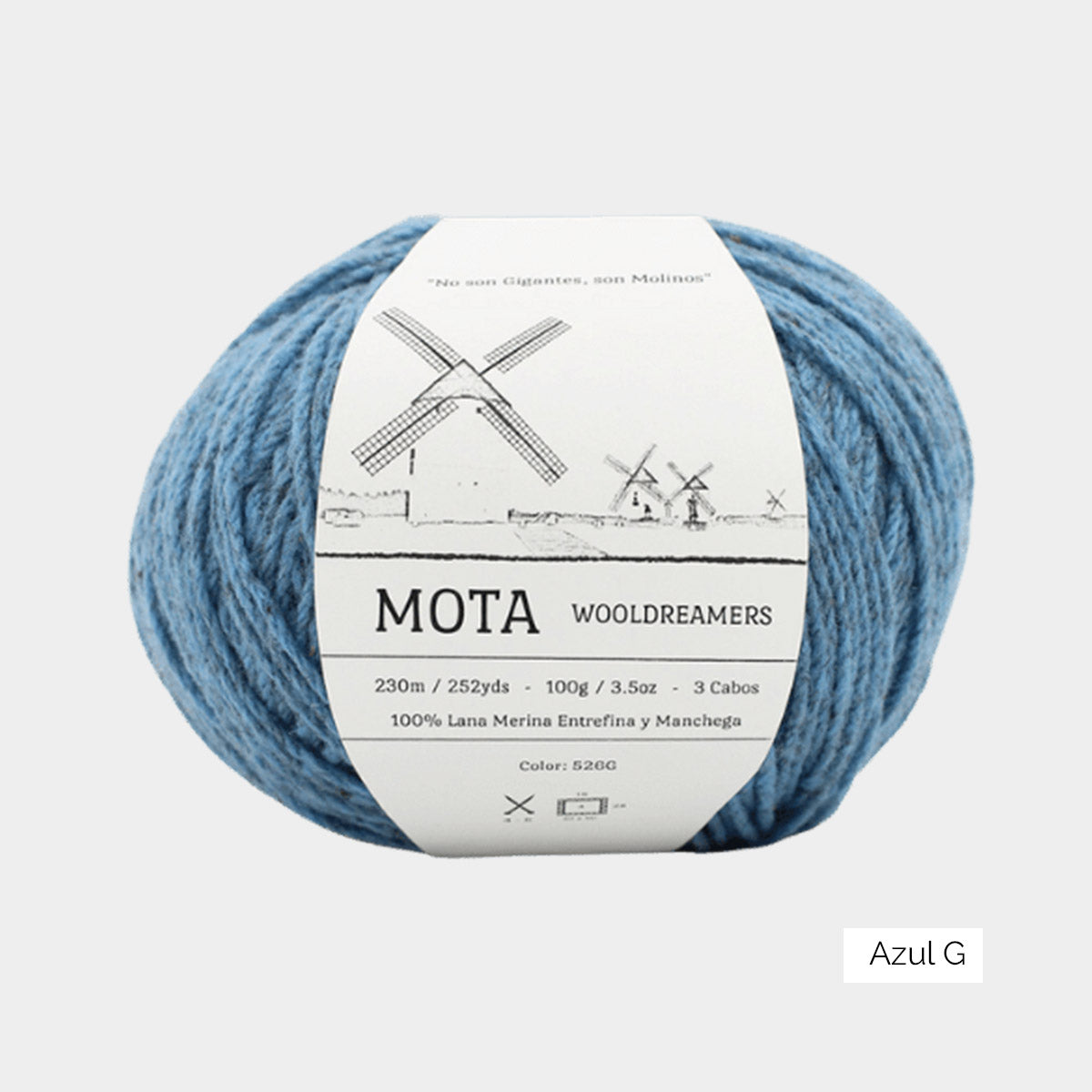 Pelote de laine de pays espagnole Mota de Wooldreamers, coloris Azul G (bleu ciel grisé)