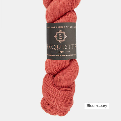 Echeveau de laine et soie Exquisite 4ply de West Yorkshire Spinners, coloris 1132 Bloomsbury (orange corail)