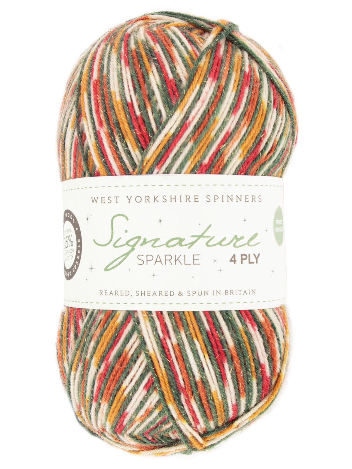 Pelote de Signature 4-Ply Sparkle de West Yorkshire Spinners (WYS), coloris 1208 Yuletide