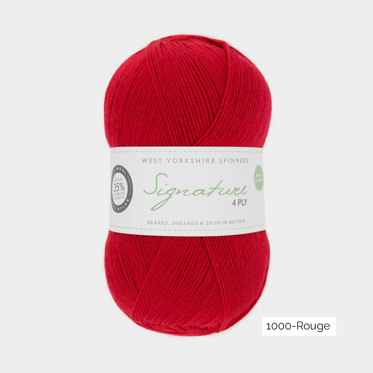 Pelote de laine à chaussettes Signature 4ply de West Yorkshire Spinners (WYS) coloris 1000 Rouge