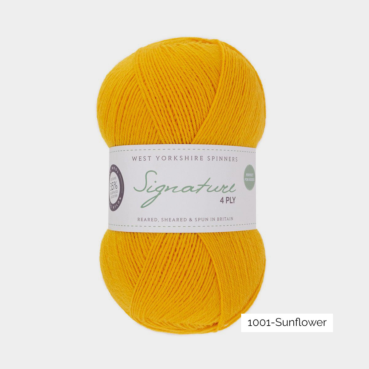 Pelote de laine à chaussettes Signature 4ply de West Yorkshire Spinners (WYS) coloris 1001 Sunflower