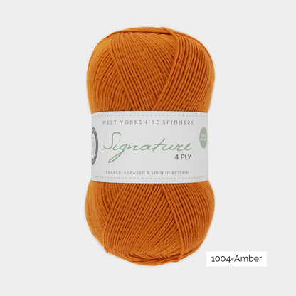 Pelote de laine à chaussettes Signature 4ply de West Yorkshire Spinners (WYS) coloris 1004 Amber