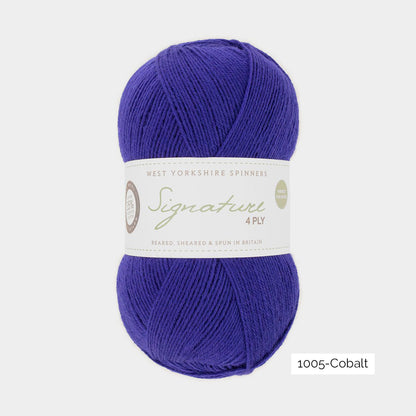 Pelote de laine à chaussettes Signature 4ply de West Yorkshire Spinners (WYS) coloris 1005 cobalt