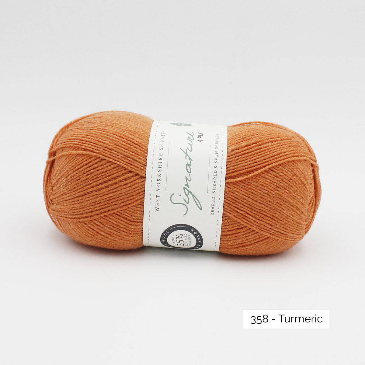 Pelote de Signature 4ply de West Yorkshire Spinners (WYS) coloris 358 Turmeric